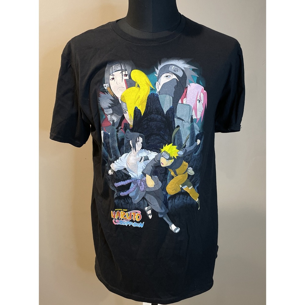 Naruto Shippuden Akatsuki/Team 7 Graphic Short Sleeve T-shirt Mens Size Large
